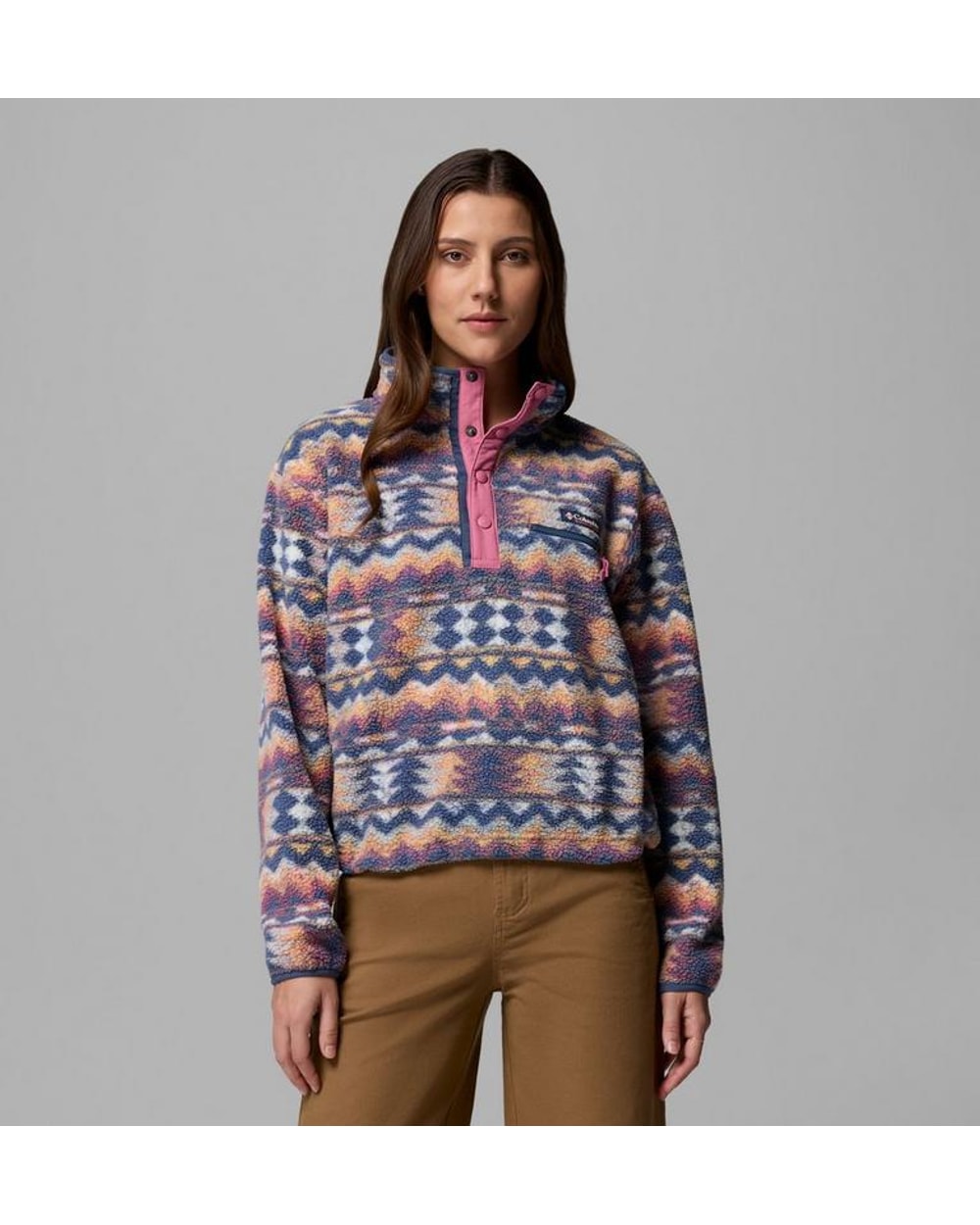 Columbia Women's Helvetia II Printed Cropped Half Snap Fleece Pullover