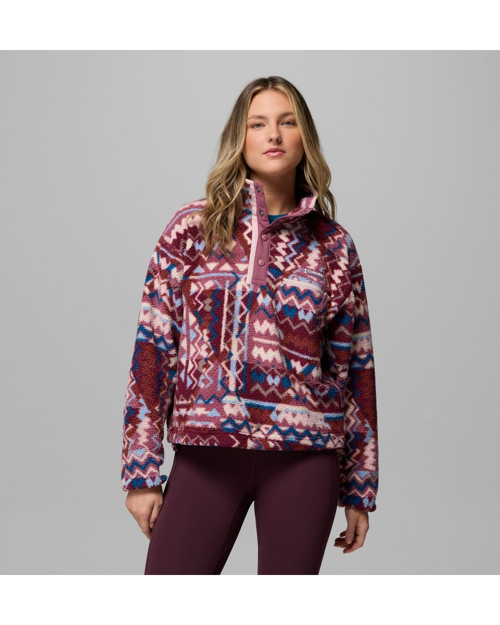 Helvetia II Printed Cropped Half Snap - Antique Mauve, front