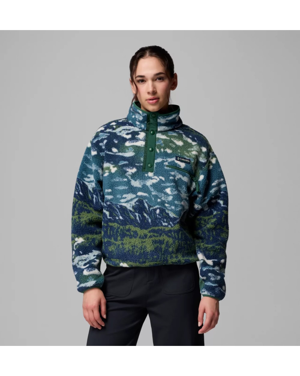 Columbia Women's Helvetia II Printed Cropped Half Snap Fleece Pullover