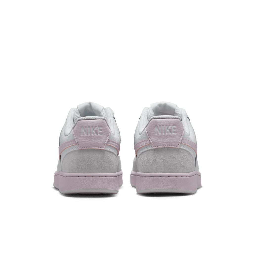 Nike Women's Court Vision Low Suede Off White/Bleached Lilac - heel pair