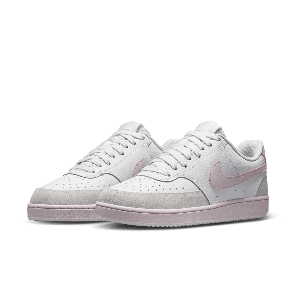 Nike Women's Court Vision Low Suede Off White/Bleached Lilac - three quarter pair
