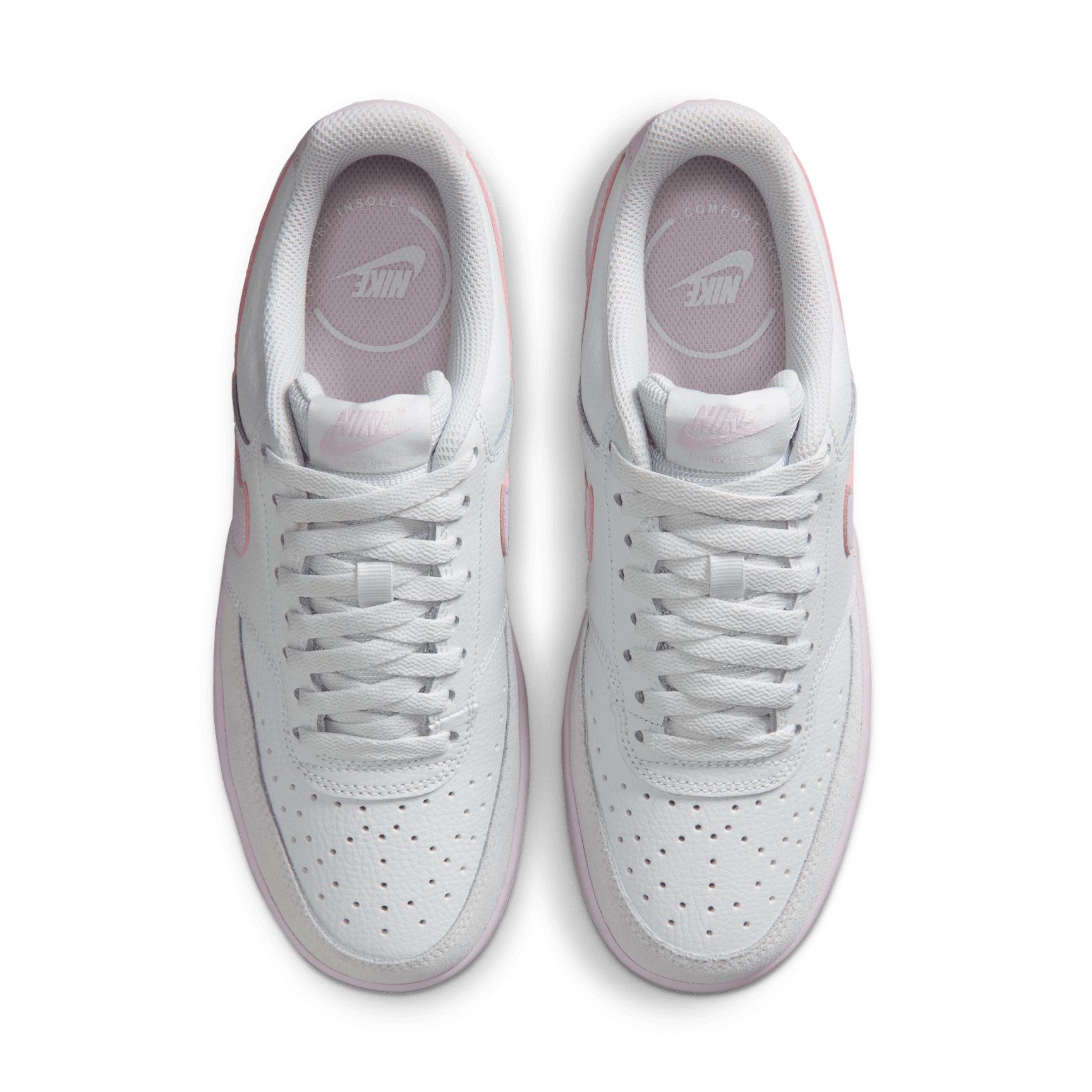 Nike Women's Court Vision Low Suede Off White/Bleached Lilac - top down pair