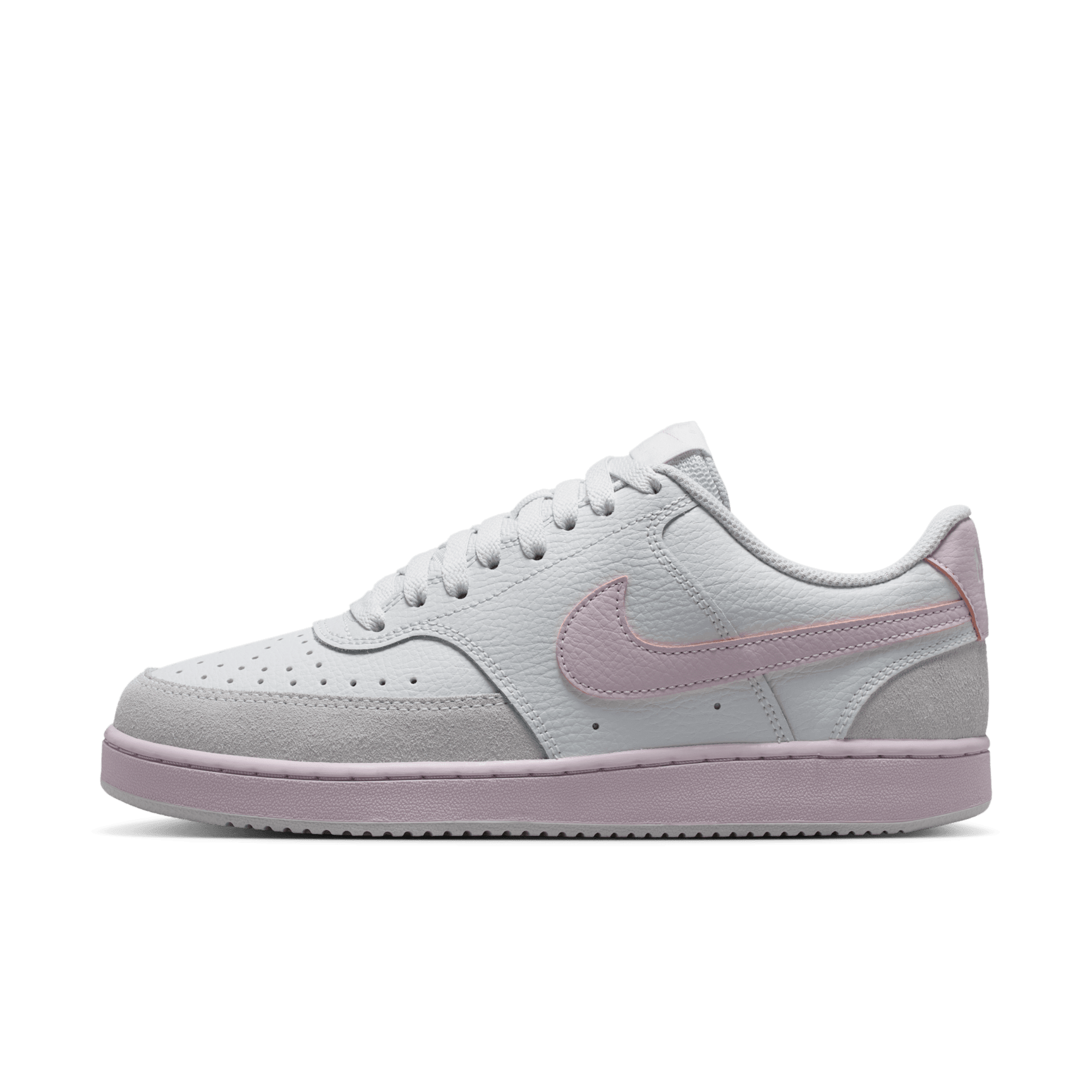 Nike Women's Court Vision Low Suede Off White/Bleached Lilac - lateral