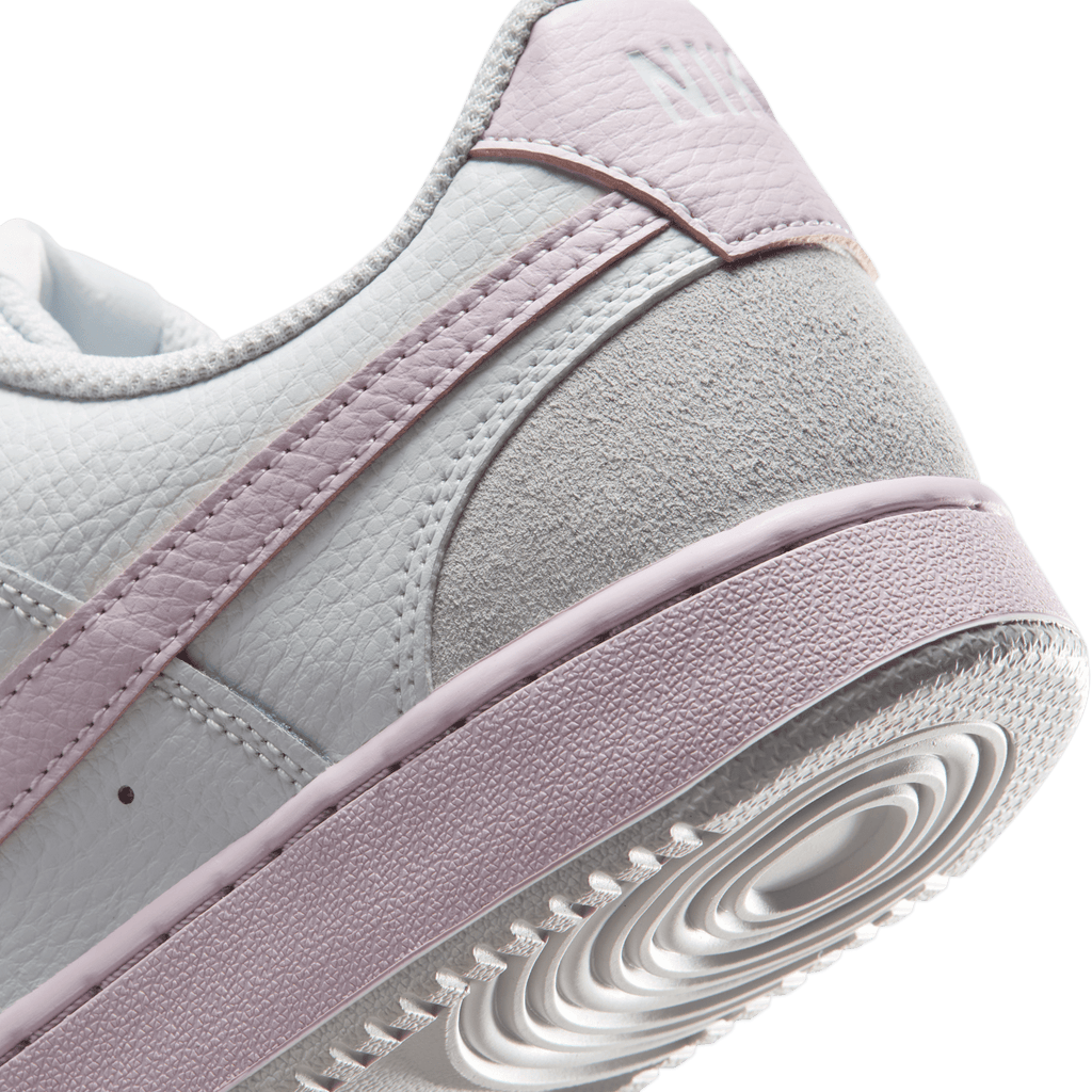Nike Women's Court Vision Low Suede Off White/Bleached Lilac - cupsole detail