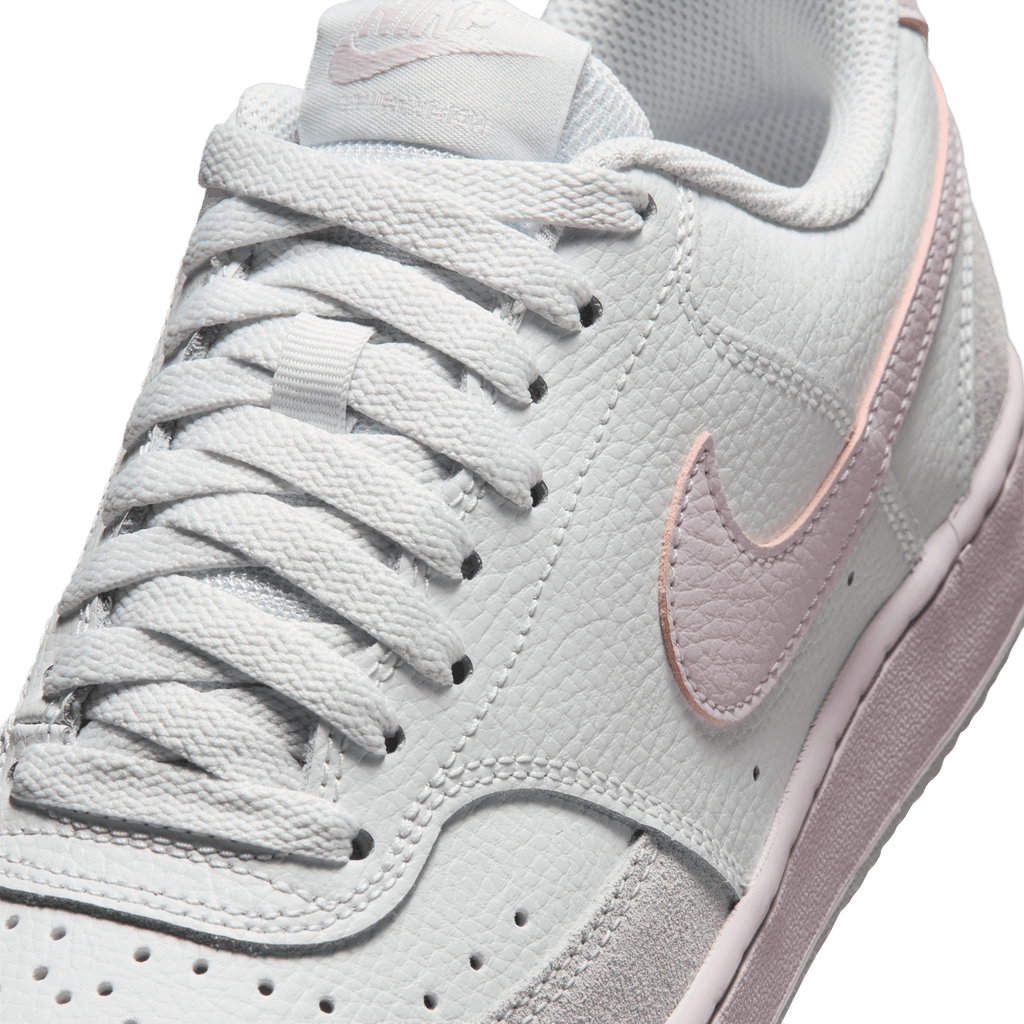Nike Women's Court Vision Low Suede Off White/Bleached Lilac - lacing detail