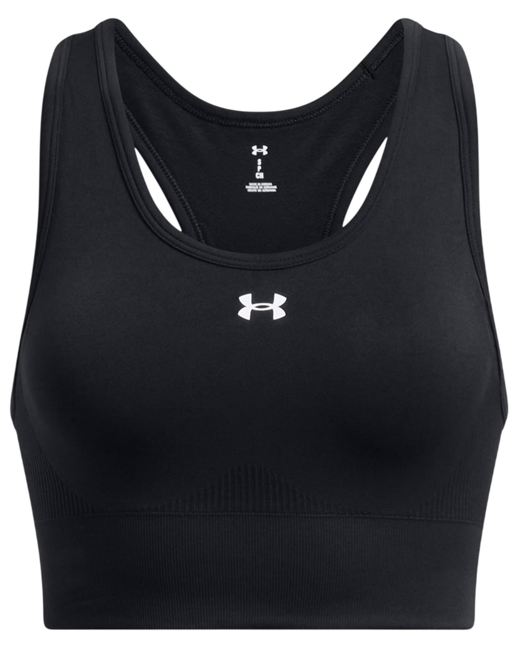 UA Vanish Seamless Mid Sports Bra Black/White front
