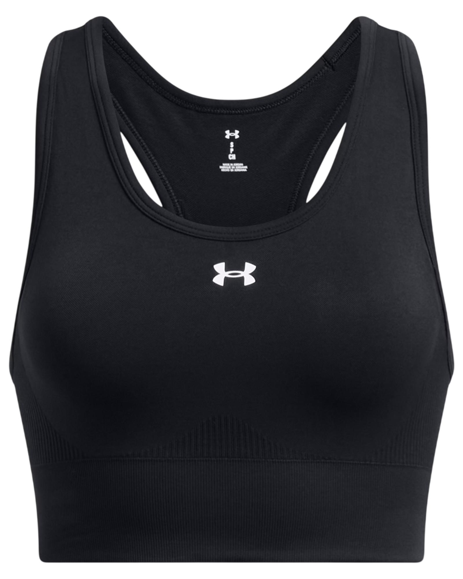 UA Vanish Seamless Mid Sports Bra Black/White front