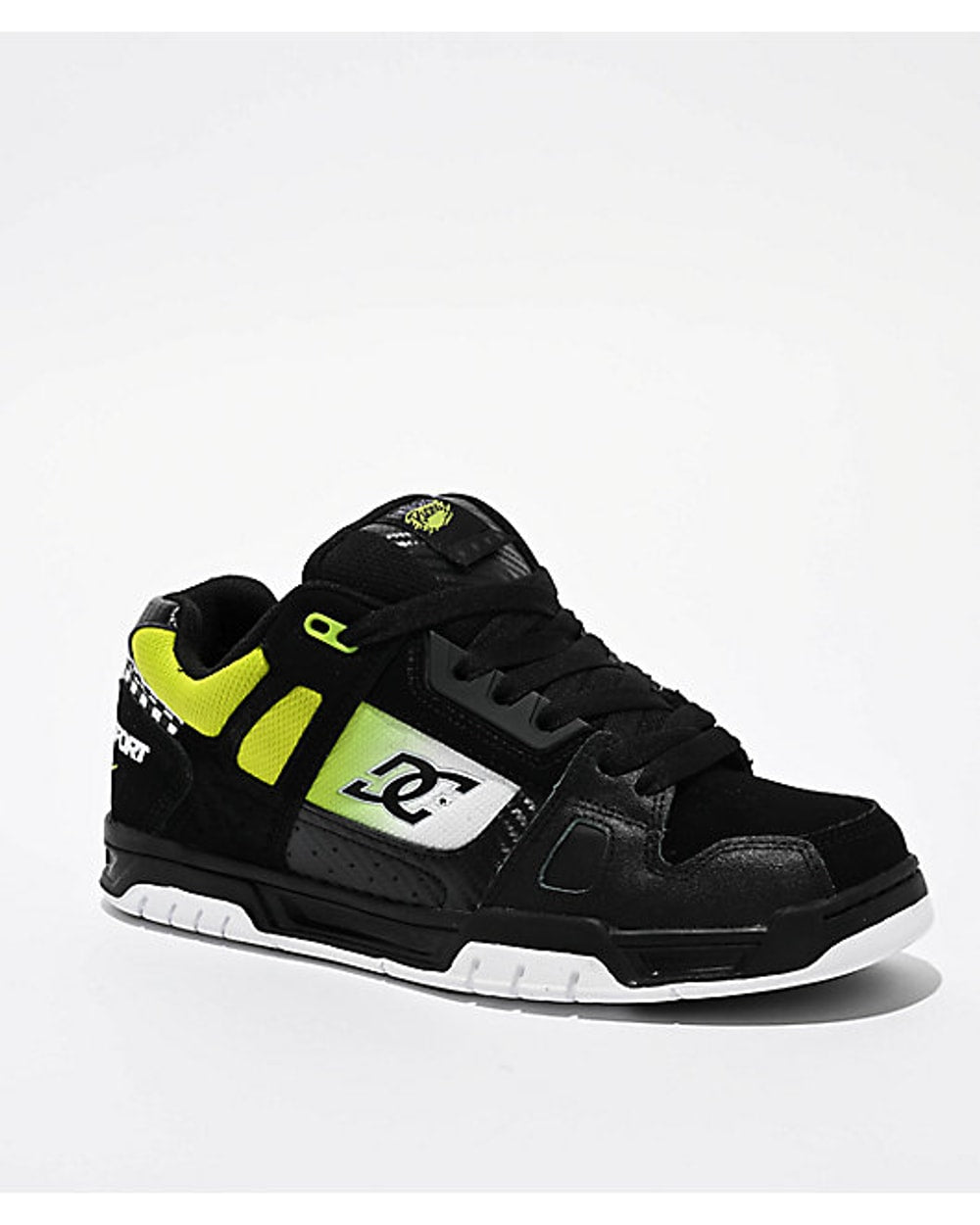 DC Youth Stag Skate Shoes - Black/White/Lime