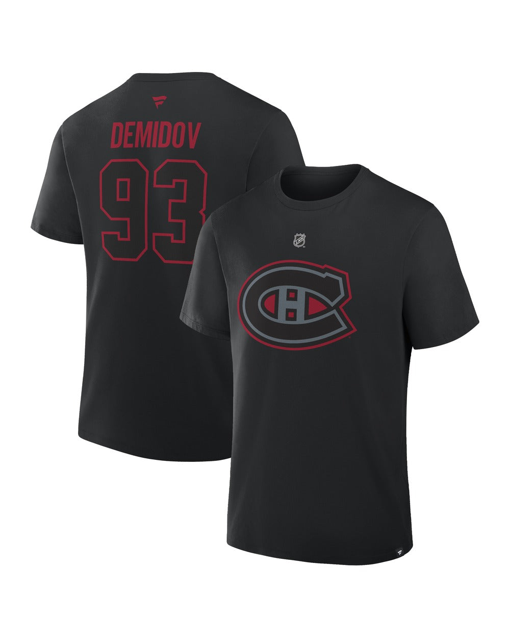 Fanatics Montreal Canadiens Authentic Stack T-Shirt - Demidov - BLACK, front and back view