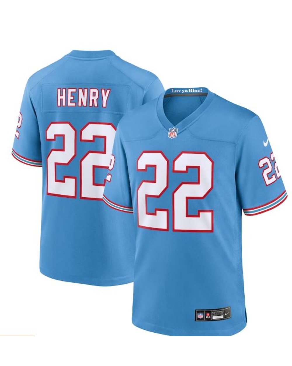Derrick Henry Tennessee Titans Throwback Game Jersey- Light Blue