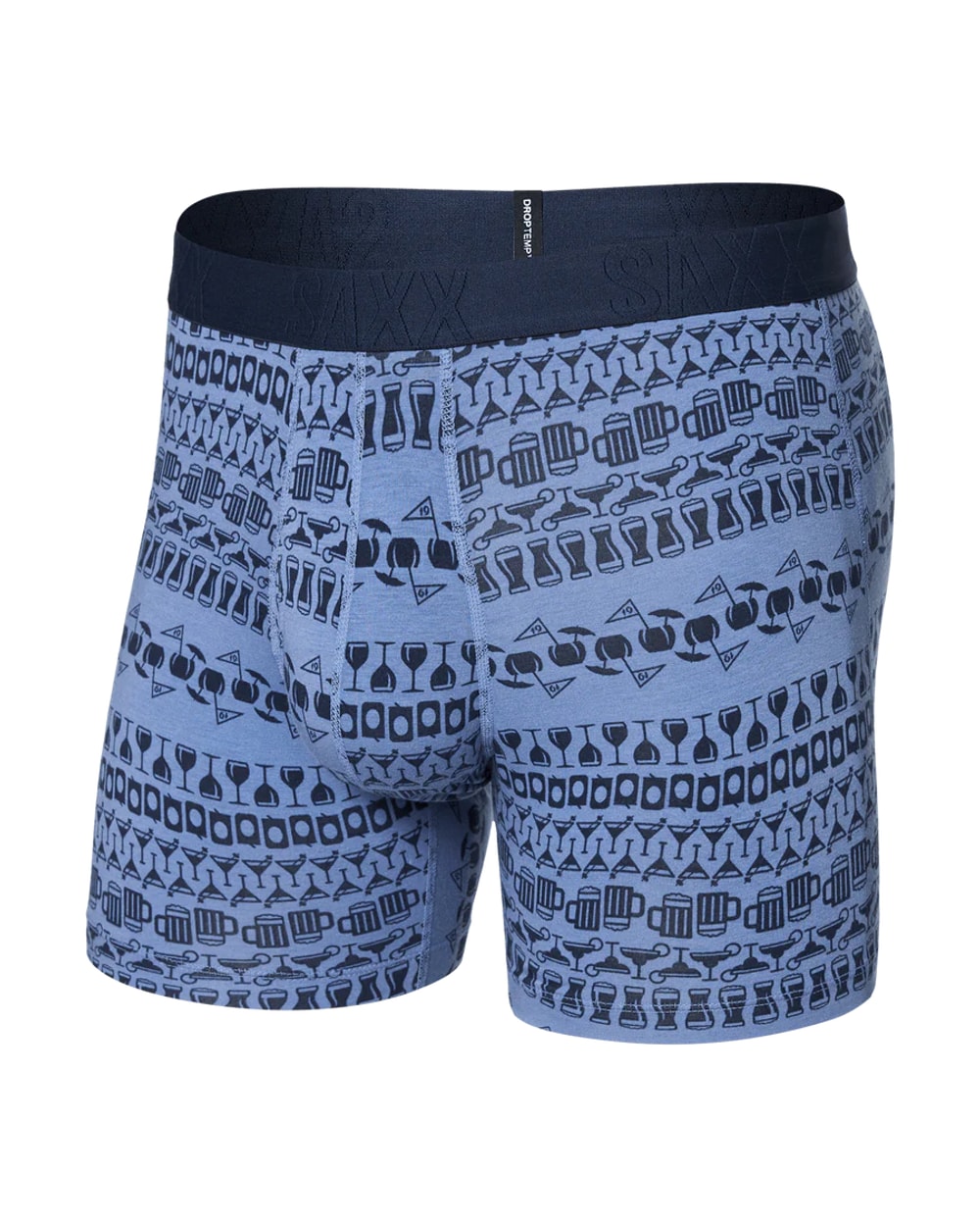 Saxx DropTemp Cooling Cotton Boxer Brief - 19th Hole Stripe - Blue