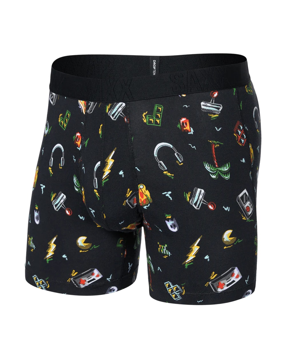 Saxx DropTemp® Cooling Cotton Boxer Brief - Gamer's Paradise - Black
