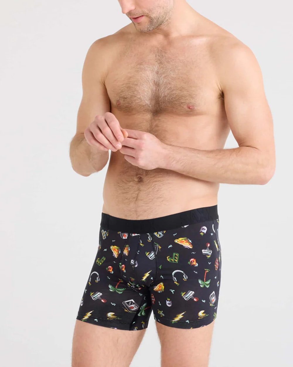 Saxx DropTemp® Cooling Cotton Boxer Brief - Gamer's Paradise - Black