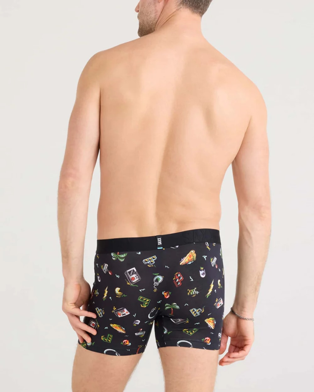 Saxx DropTemp® Cooling Cotton Boxer Brief - Gamer's Paradise - Black