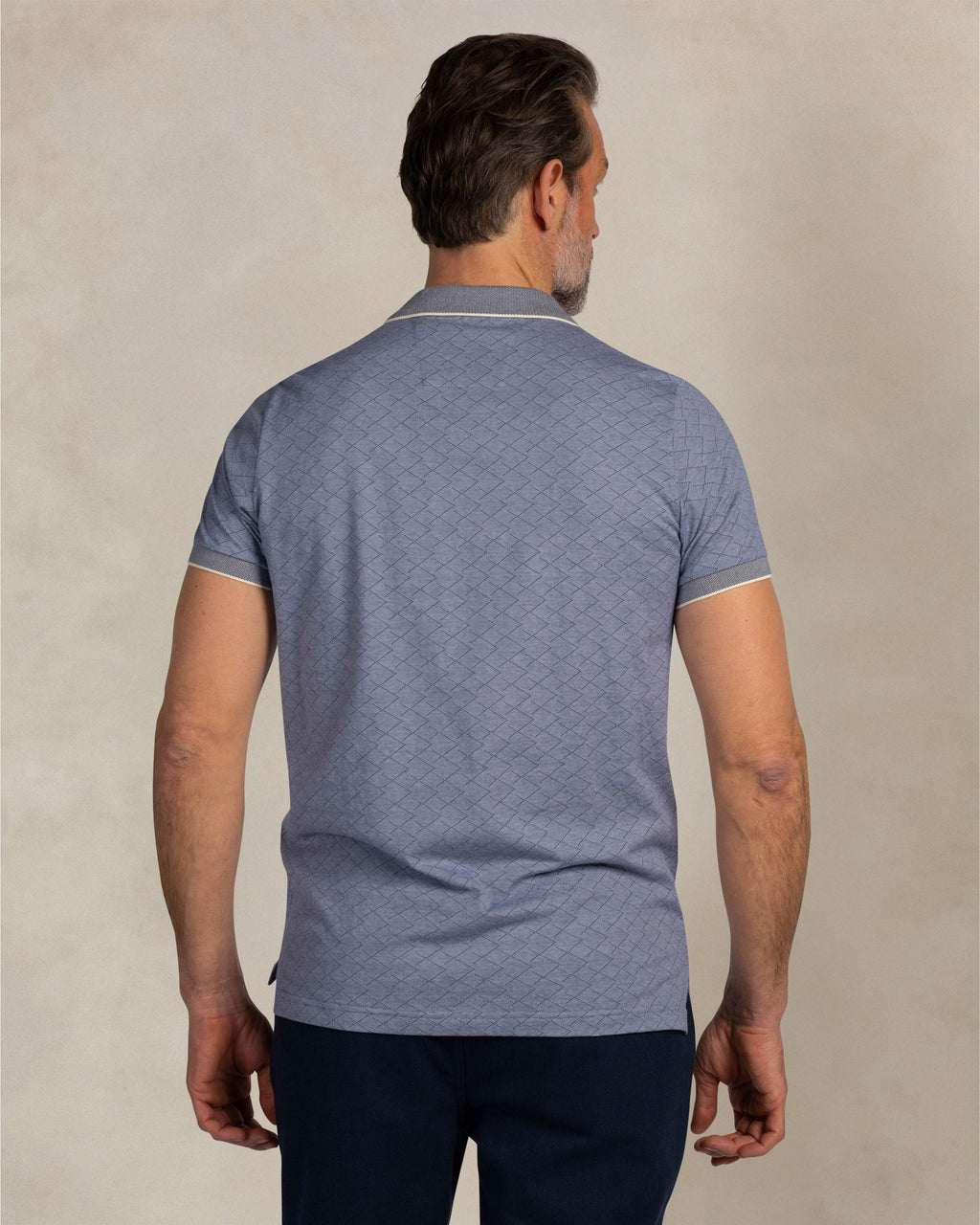 NZA 26CN120 Navy Sky polo - on model back