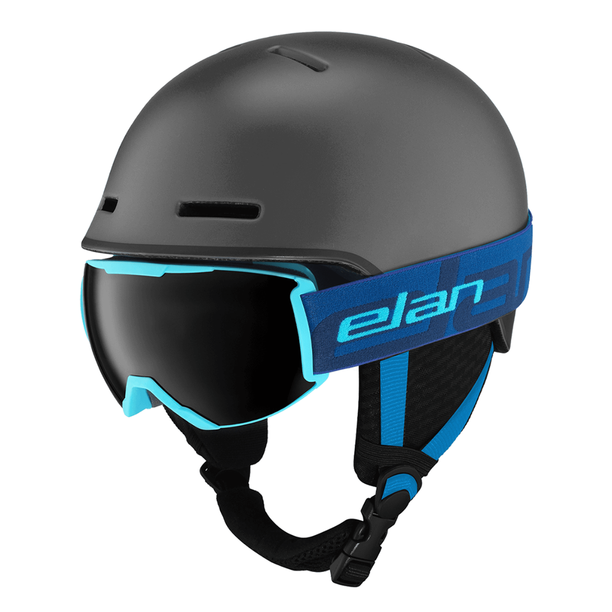 Elan Junior Twist Set Helmet and Goggles - BLACK, front view