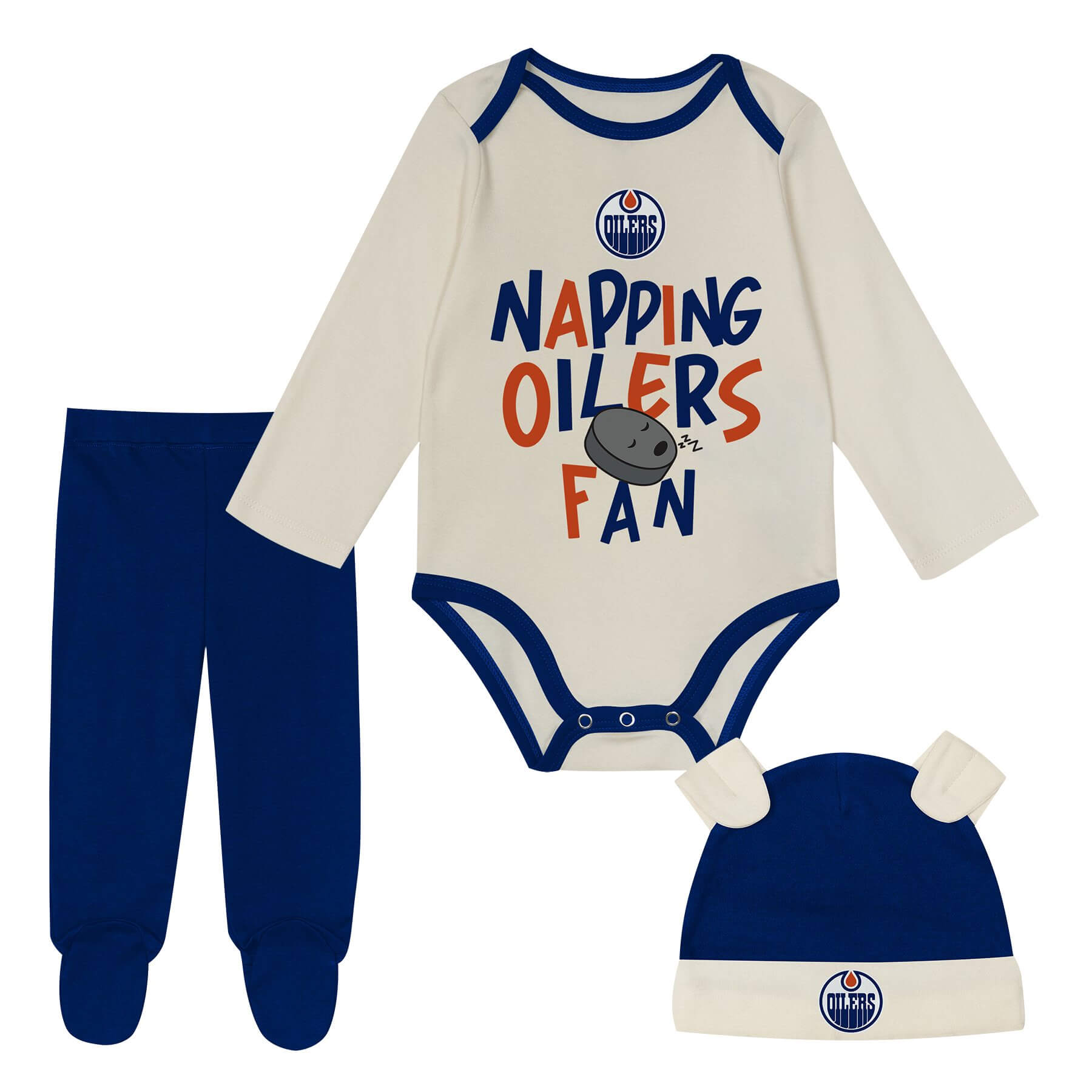 Outerstuff Infant Edmonton Oilers Little Champ 3 Piece Creeper Set