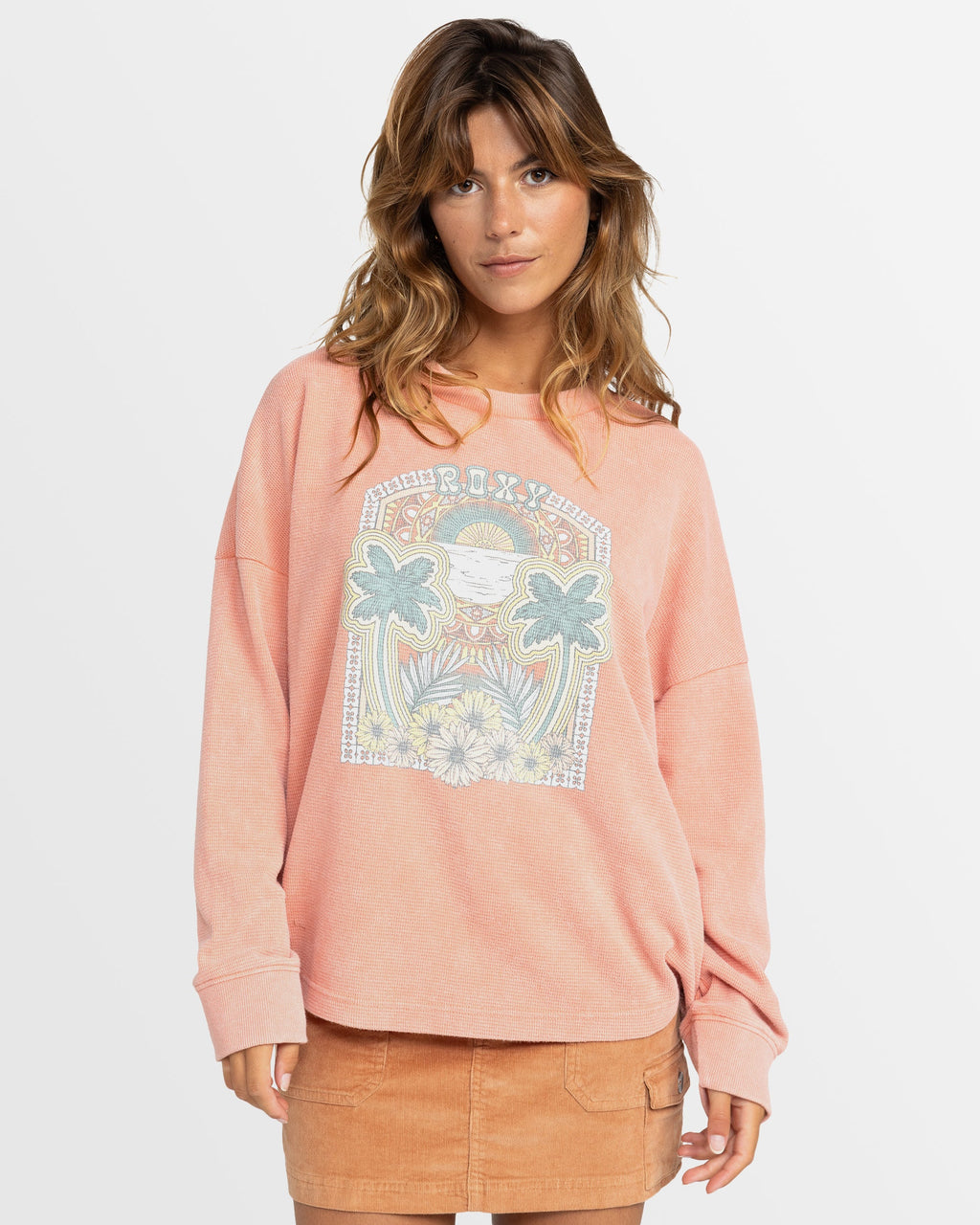 Roxy Women's East Side Midweight Long Sleeve Top - Terra Cotta - front