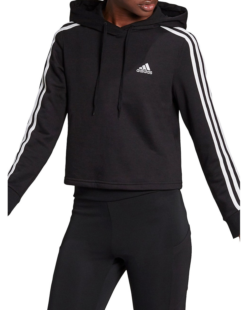 ESSENTIAL 3 STRIPE CROP HOODIE