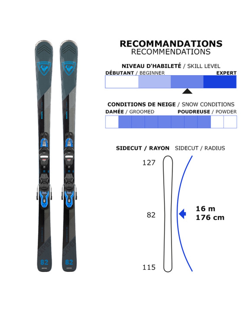 Rossignol Experience 82 BSLT/Xpress 11 GW All Mountain Alpine Skis