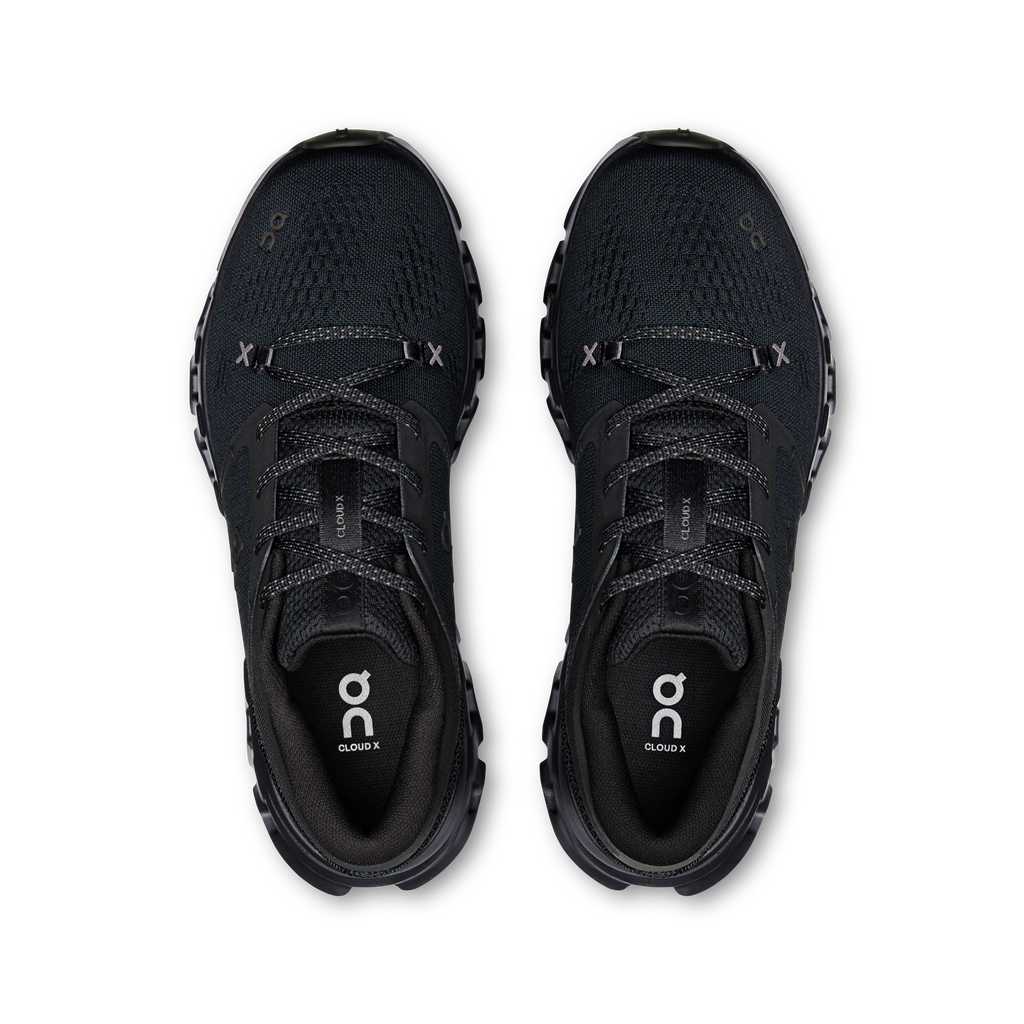 On Cloud Women's Cloud X 5 Running Shoes - Black/Black, top view