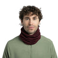 Buff Heavyweight Merino Wool Neckwear - Solid Garnet - Solid Garnet, worn as neck warmer