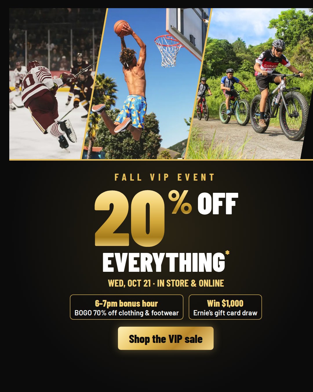 Fall VIP: 20% off everything, Wednesday October 21, in store and online
