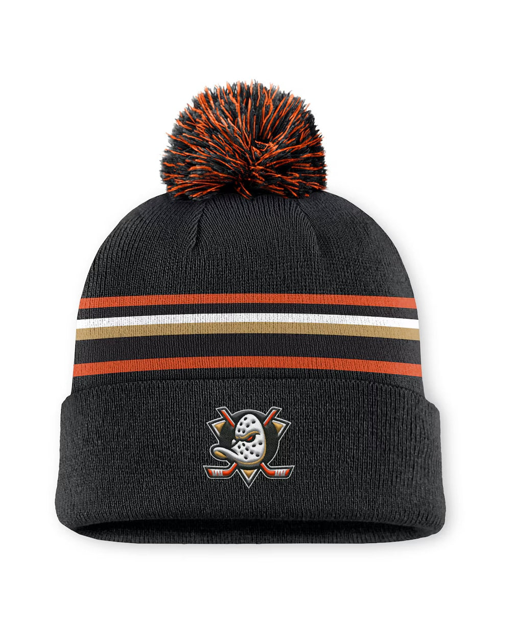 Fanatics Authentic Pro Rink 13 Cuffed Knit Beanie with Pom- Anaheim Ducks