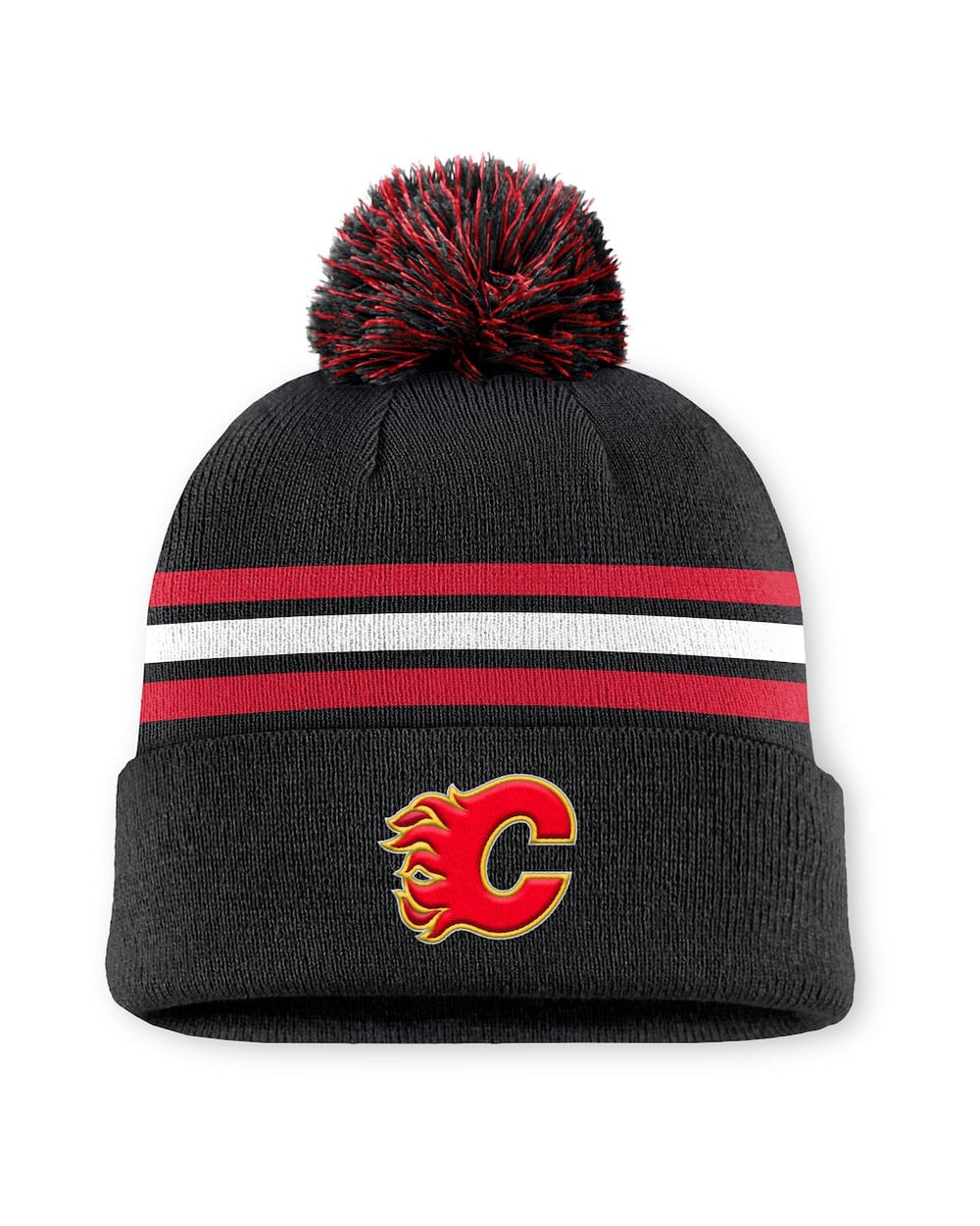 Fanatics Authentic Pro Rink 13 Cuffed Knit Beanie with Pom- Calgary Flames