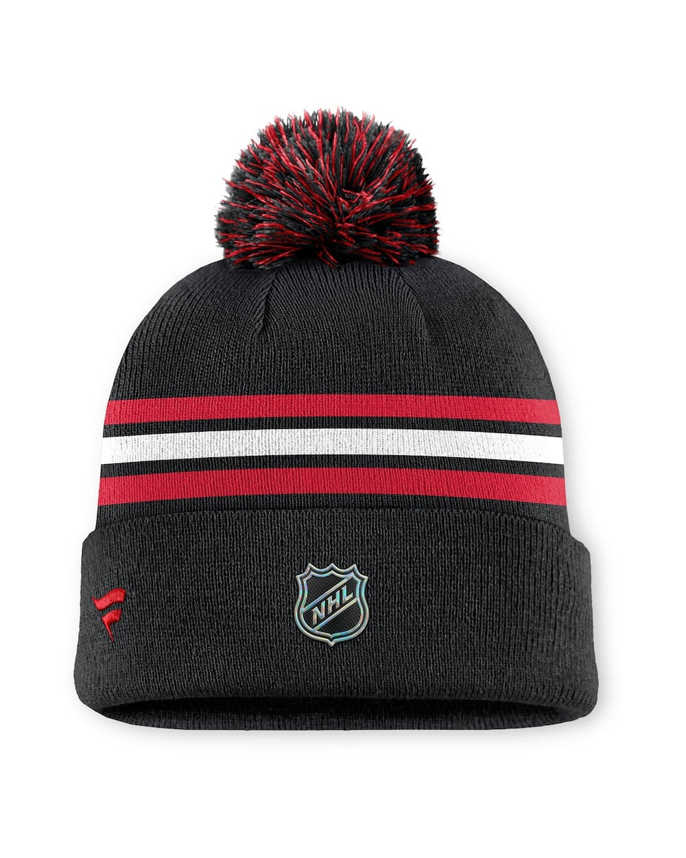 Fanatics Authentic Pro Rink 13 Cuffed Knit Beanie with Pom- Calgary Flames