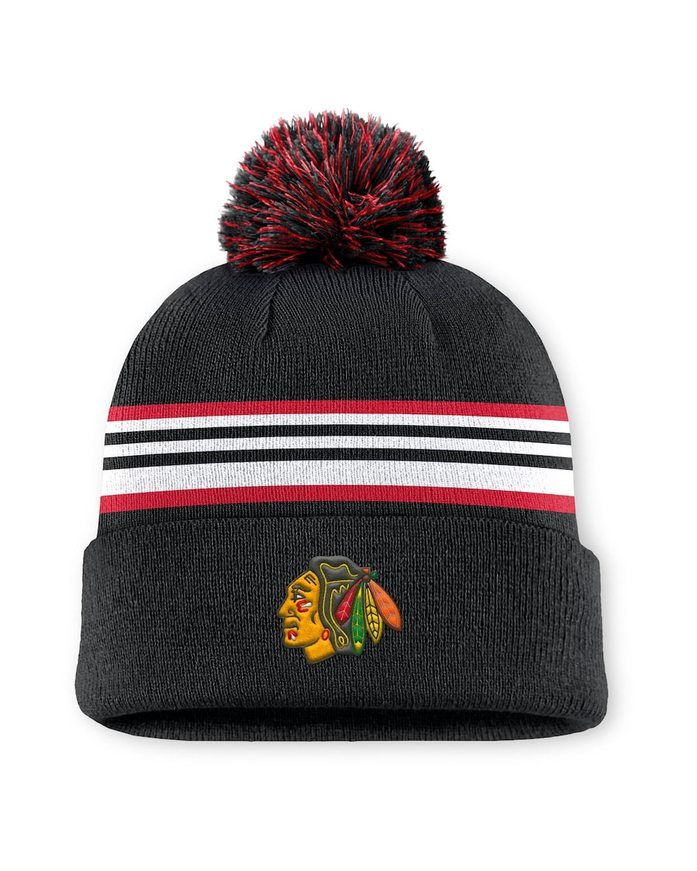 Fanatics Authentic Pro Rink 13 Cuffed Knit Beanie with Pom- Chicago Blackhawks