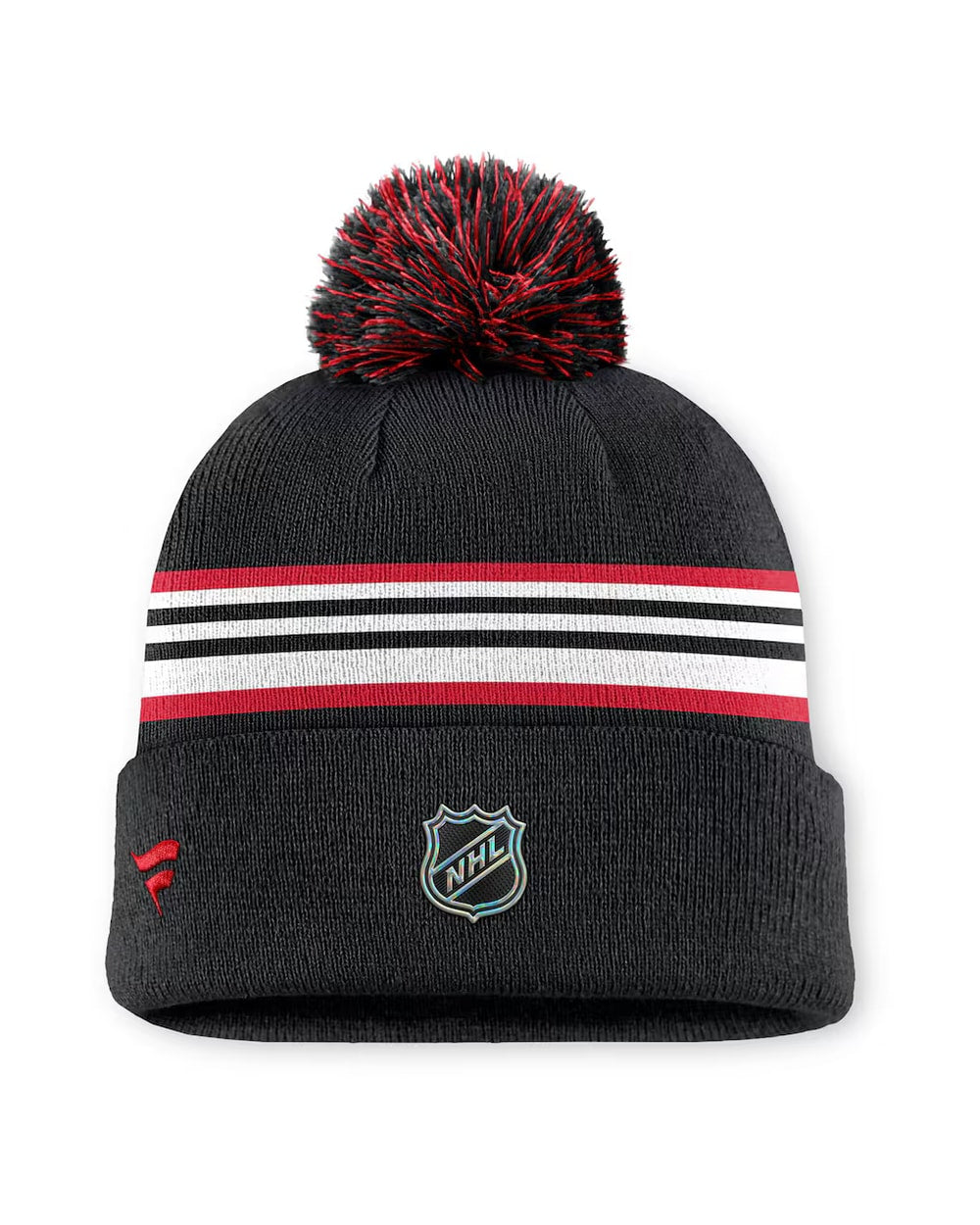 Fanatics Authentic Pro Rink 13 Cuffed Knit Beanie with Pom- Chicago Blackhawks