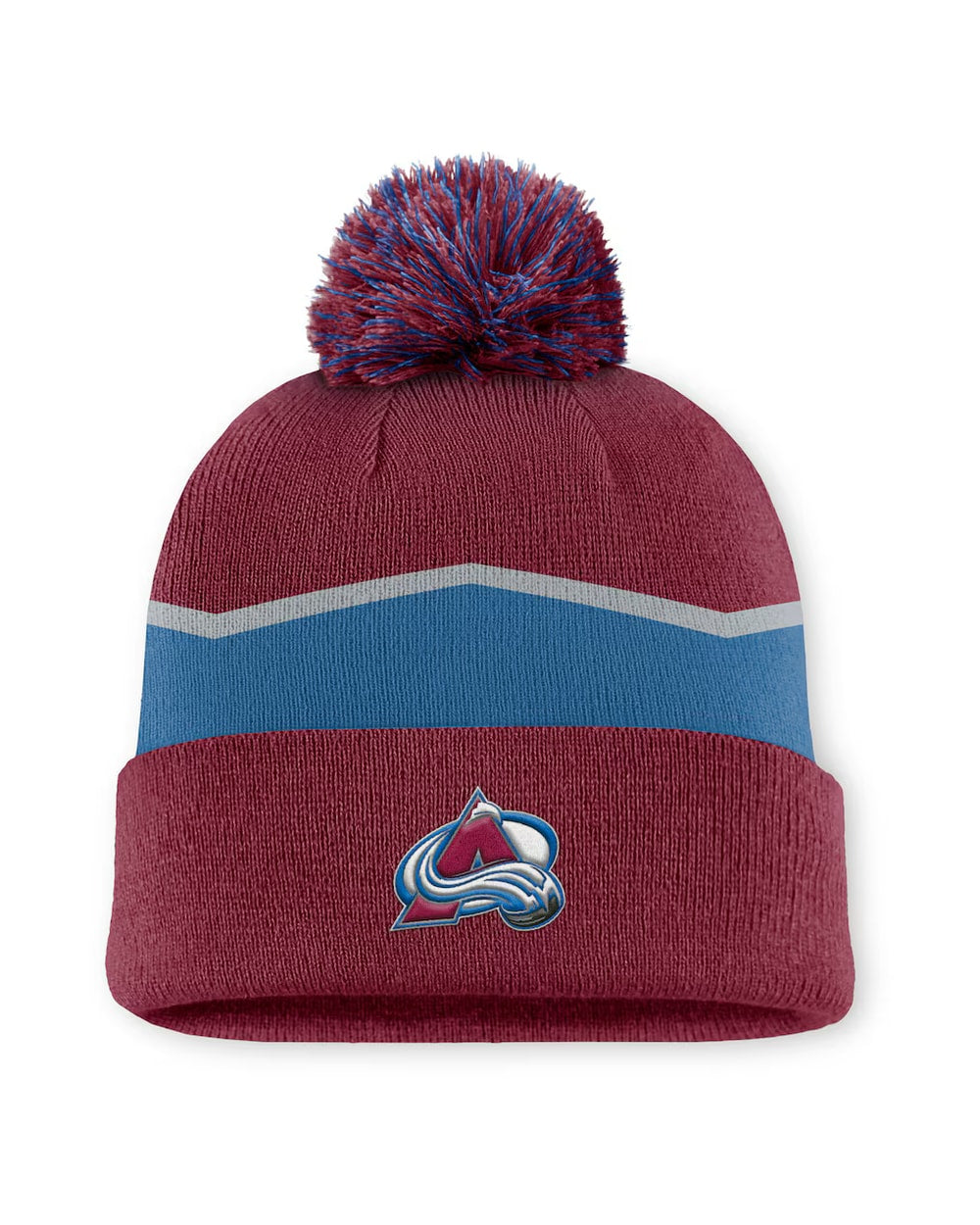 Fanatics Authentic Pro Rink 13 Cuffed Knit Beanie with Pom- Colorado Avalanche