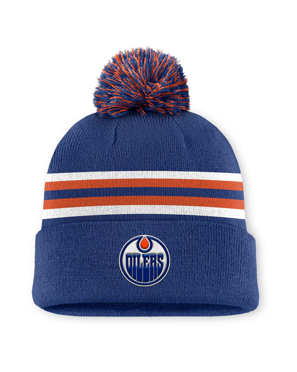 Fanatics Authentic Pro Rink 13 Cuffed Knit Beanie with Pom- Edmonton Oilers
