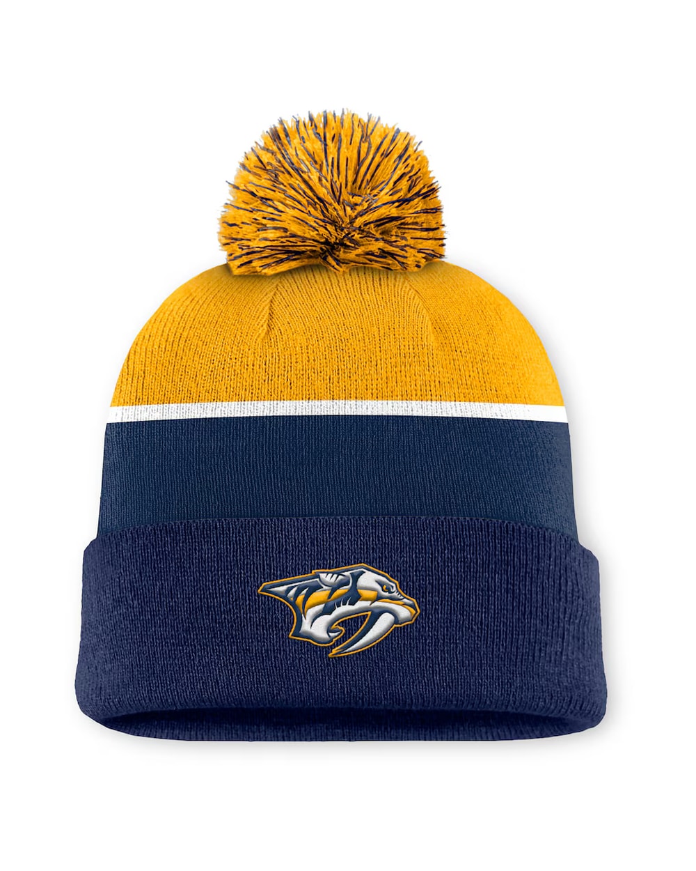Fanatics Authentic Pro Rink 13 Cuffed Knit Beanie with Pom- Nashville Predators