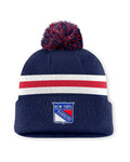 Fanatics Authentic Pro Rink 13 Cuffed Knit Beanie with Pom- New York Rangers