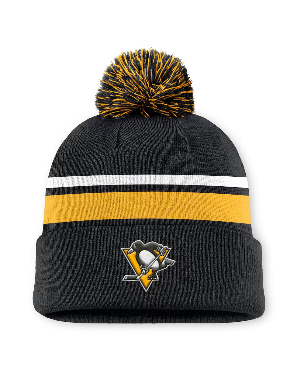 Fanatics Authentic Pro Rink 13 Cuffed Knit Beanie with Pom- Pittsburgh Penguins