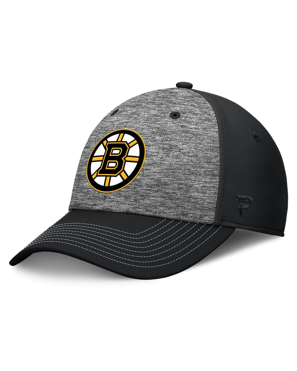 Boston Bruins Fanatics Fundamental Top Shelf 2-Tone Flex Hat Gray/Black - three-quarter view