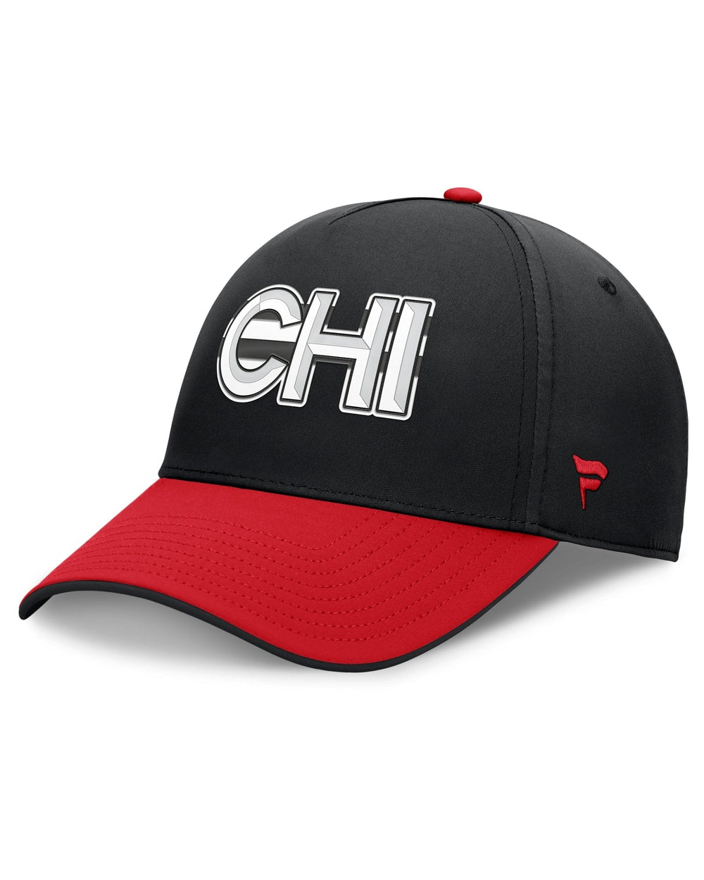 Chicago Blackhawks Fanatics Authentic Pro Rink Team Code Flex Hat Black/Red - three-quarter view