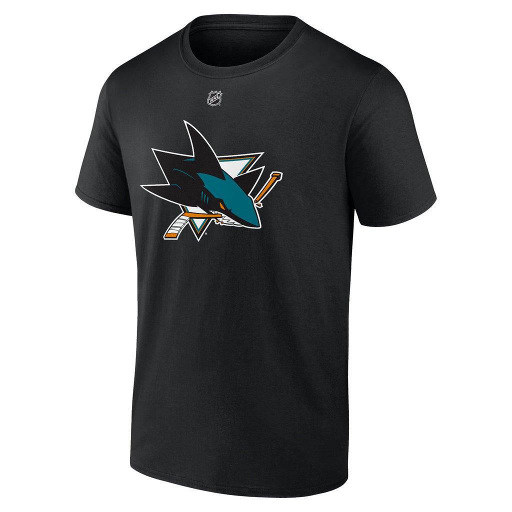 Fanatics San Jose Sharks Authentic Stack T-Shirt - Celebrini - BLACK, front view
