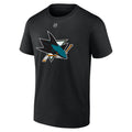 Fanatics San Jose Sharks Authentic Stack T-Shirt - Celebrini - BLACK, front view