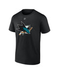 Fanatics San Jose Sharks Authentic Stack T-Shirt - Celebrini - BLACK, front view