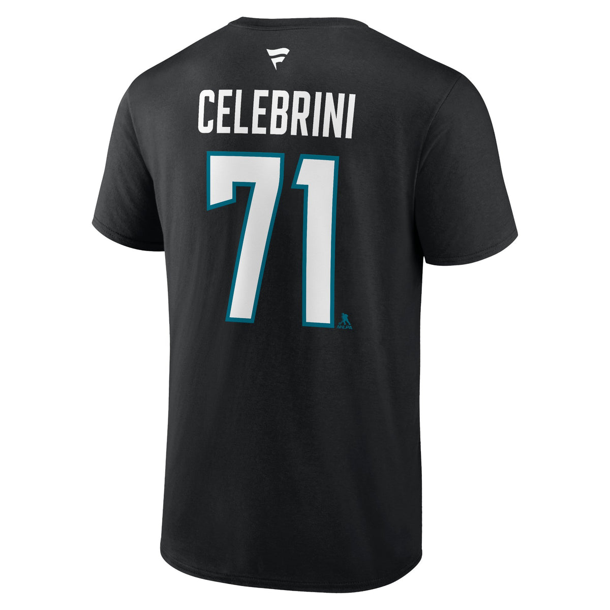 Fanatics San Jose Sharks Authentic Stack T-Shirt - Celebrini - BLACK, back view