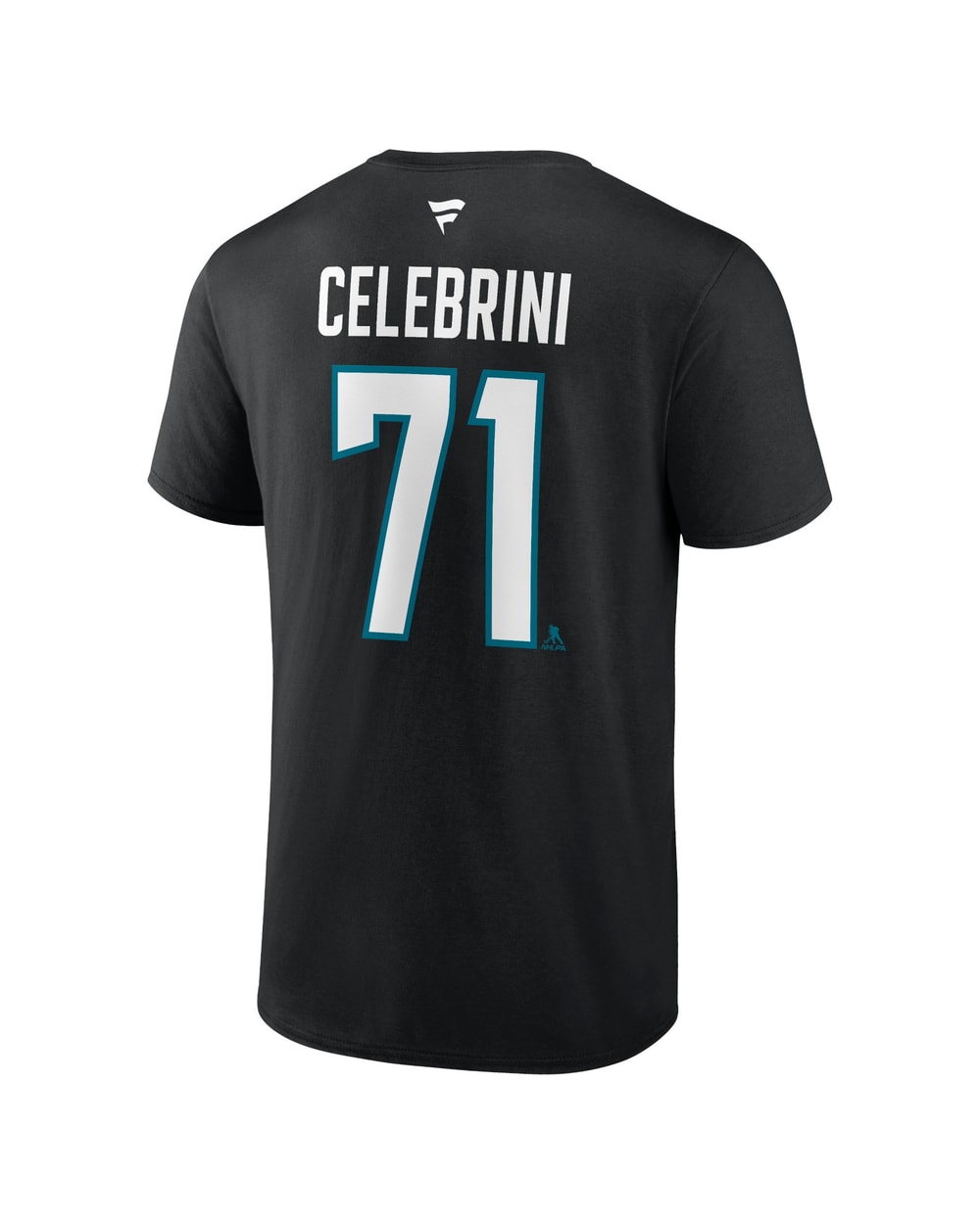Fanatics San Jose Sharks Authentic Stack T-Shirt - Celebrini - BLACK, back view