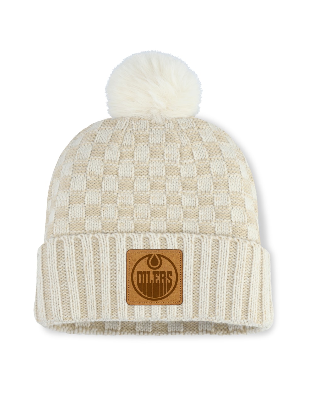 Fanatics Edmonton Oilers Women's Natural Heritage Blaze Cuffed Knit Hat with Pom