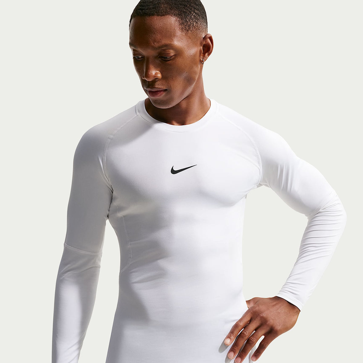 Nike Men's Pro Dri-FIT Tight Long-Sleeve Fitness Top (2026) - White, front