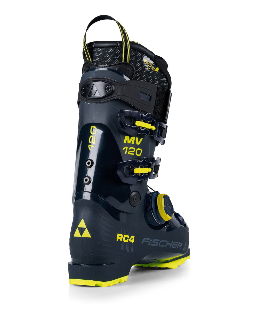 Fischer RC4 120 MV VAC BOA Ski Boots - Dark Blue, rear three-quarter view