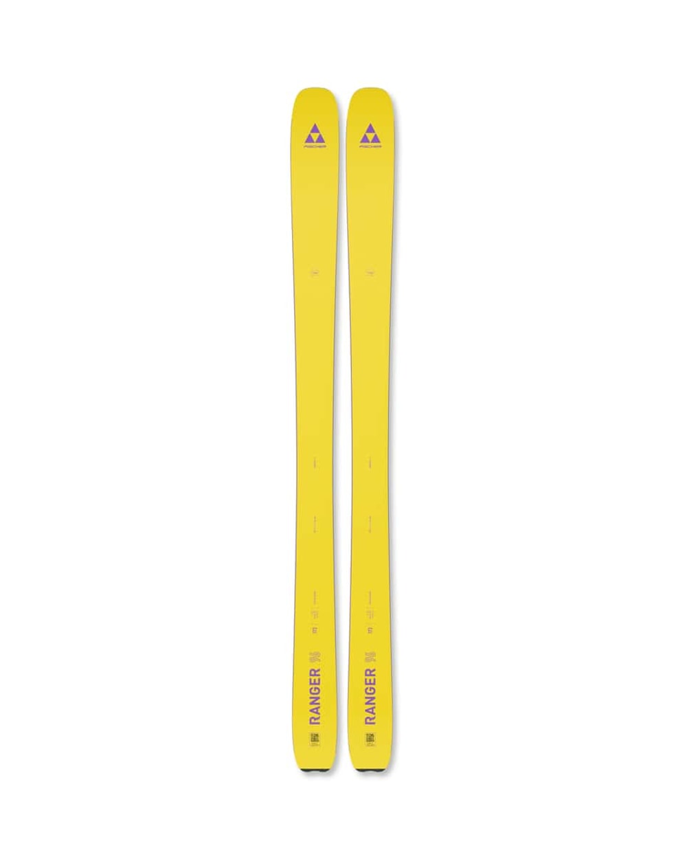 Fischer Women's Ranger 96 Skis - Yellow and Purple, top view