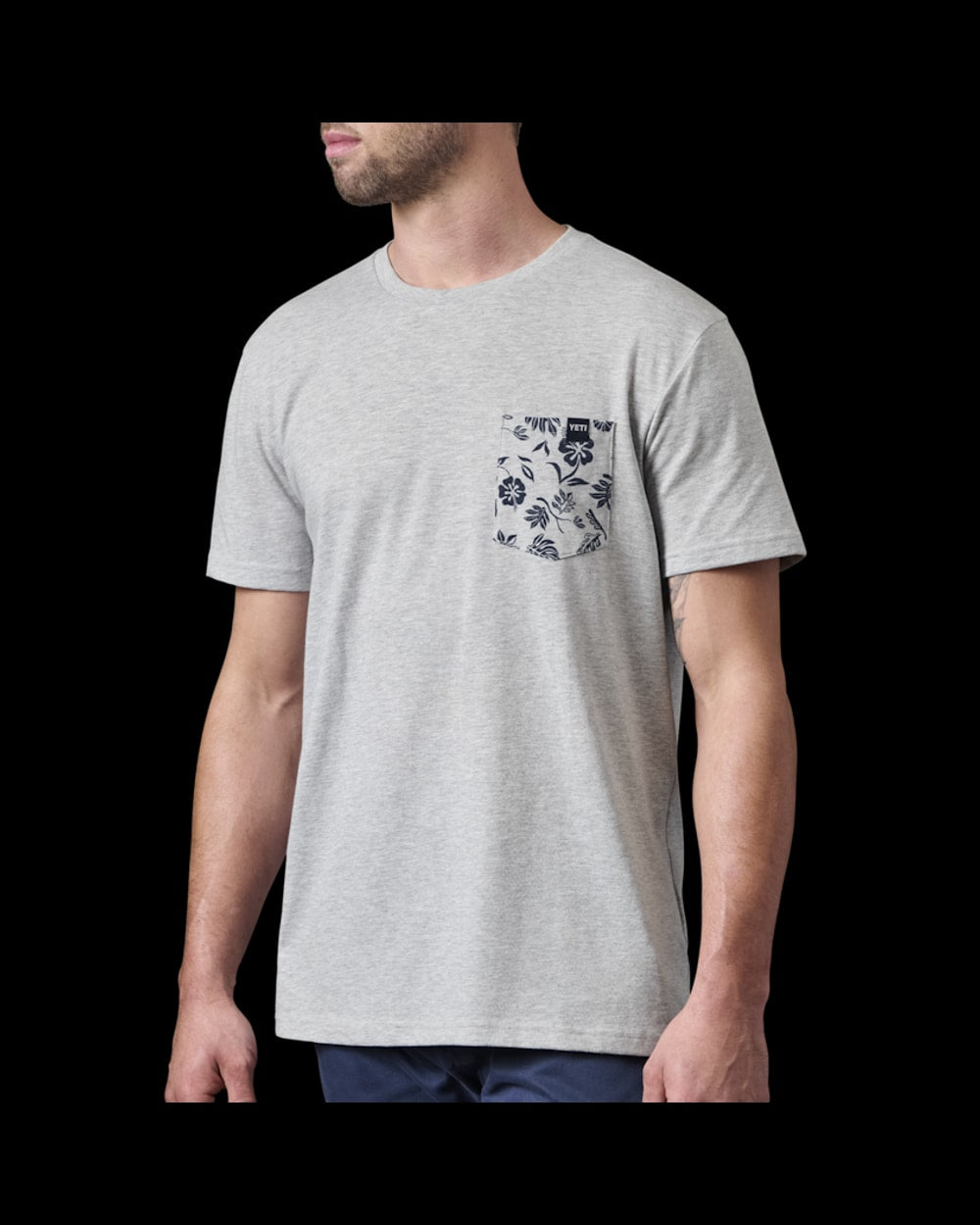 Yeti Floral Print Pocket Short Sleeve T-Shirt