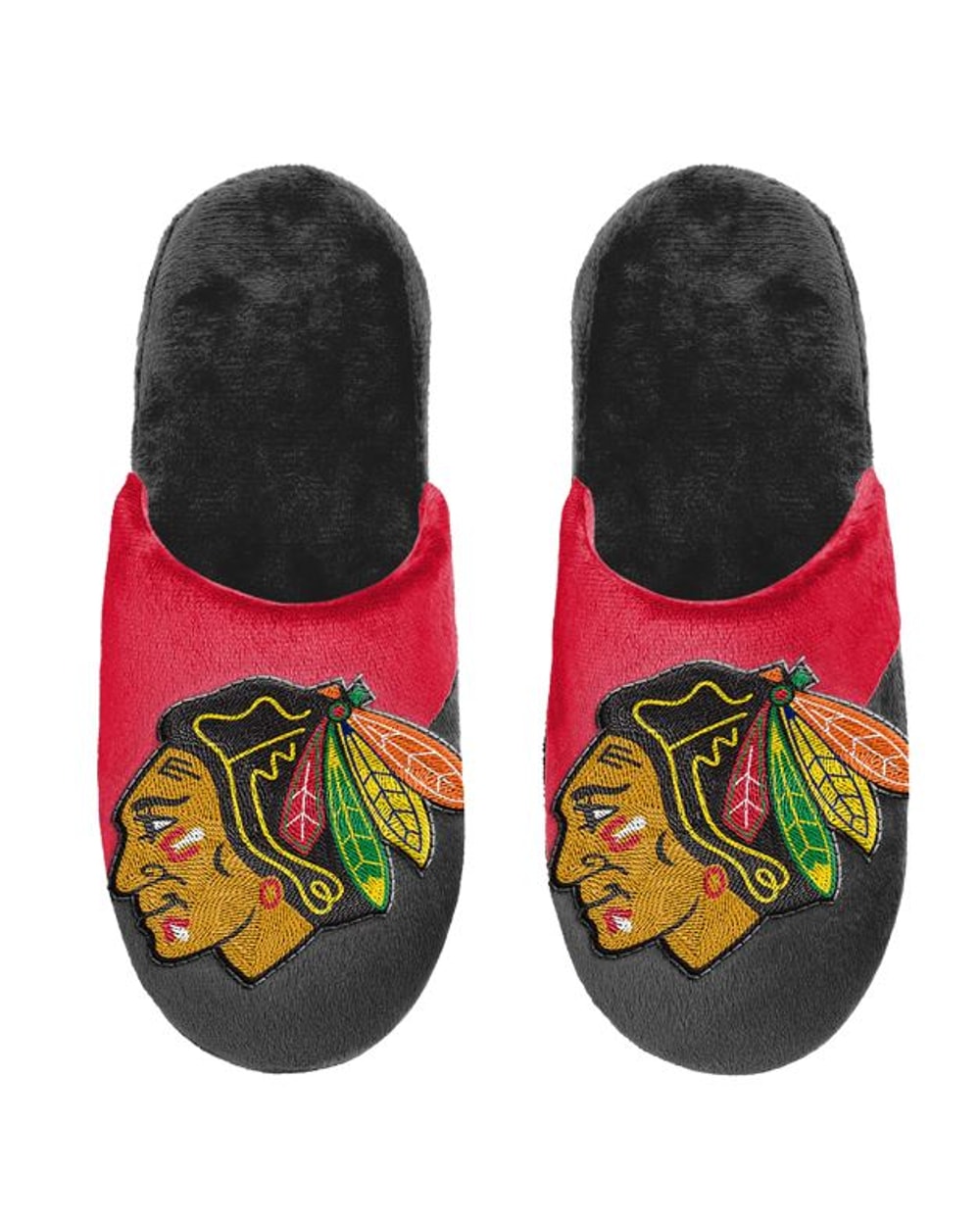 FOCO NHL Big Logo Adult Slippers- Chicago Blackhawks